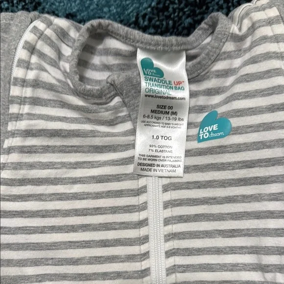 Love to Dream Gray and White Striped Swaddle - Picture 2 of 2
